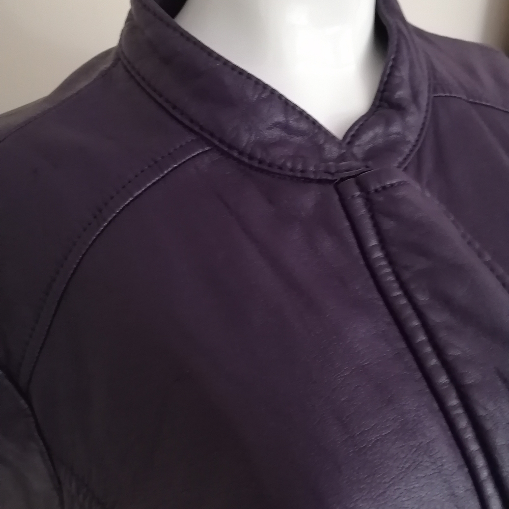 Sisley Women's Deep Purple Leather Jacket - Picture 4 of 10